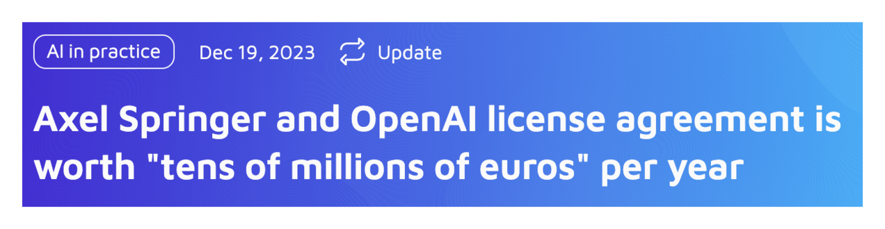 Axel Springer licenses news to OpenAI for tens of millions of dollars