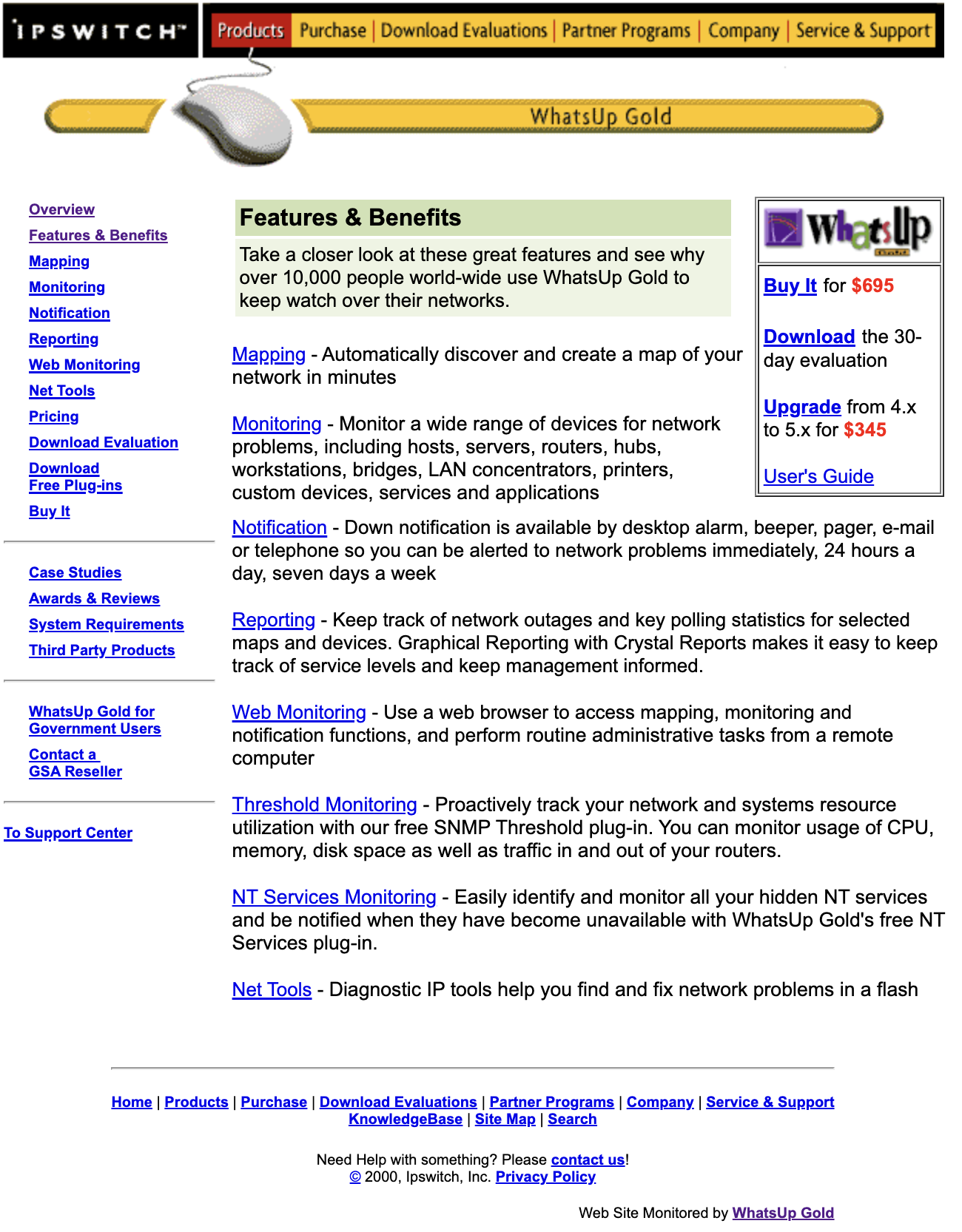 Can you believe this was the website for a product that costs $700?  These were the days when website design truly didn't matter.