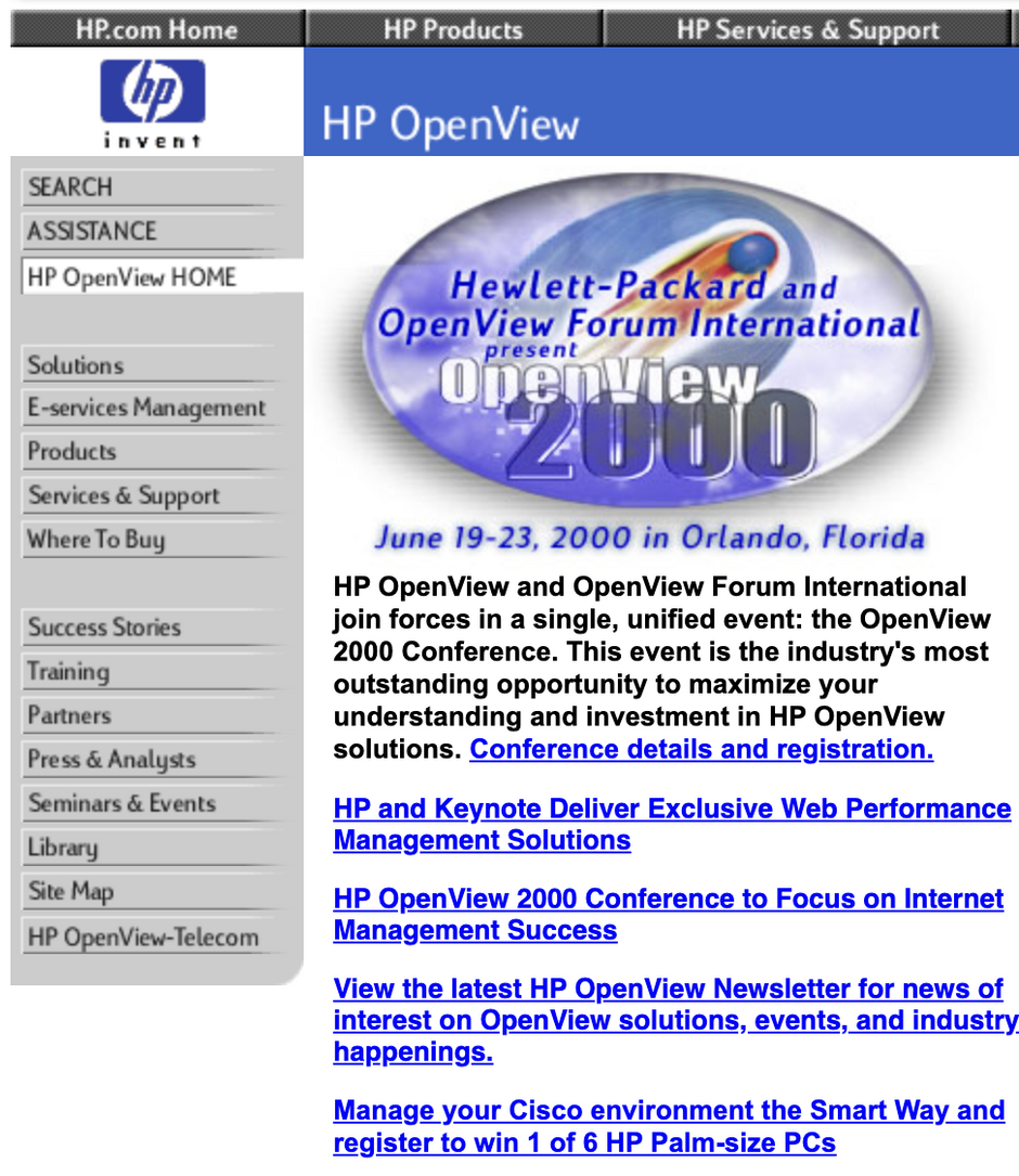 It's easy to forget how ugly the Internet used to be.  HP was worth billions of dollars yet decided on this design.