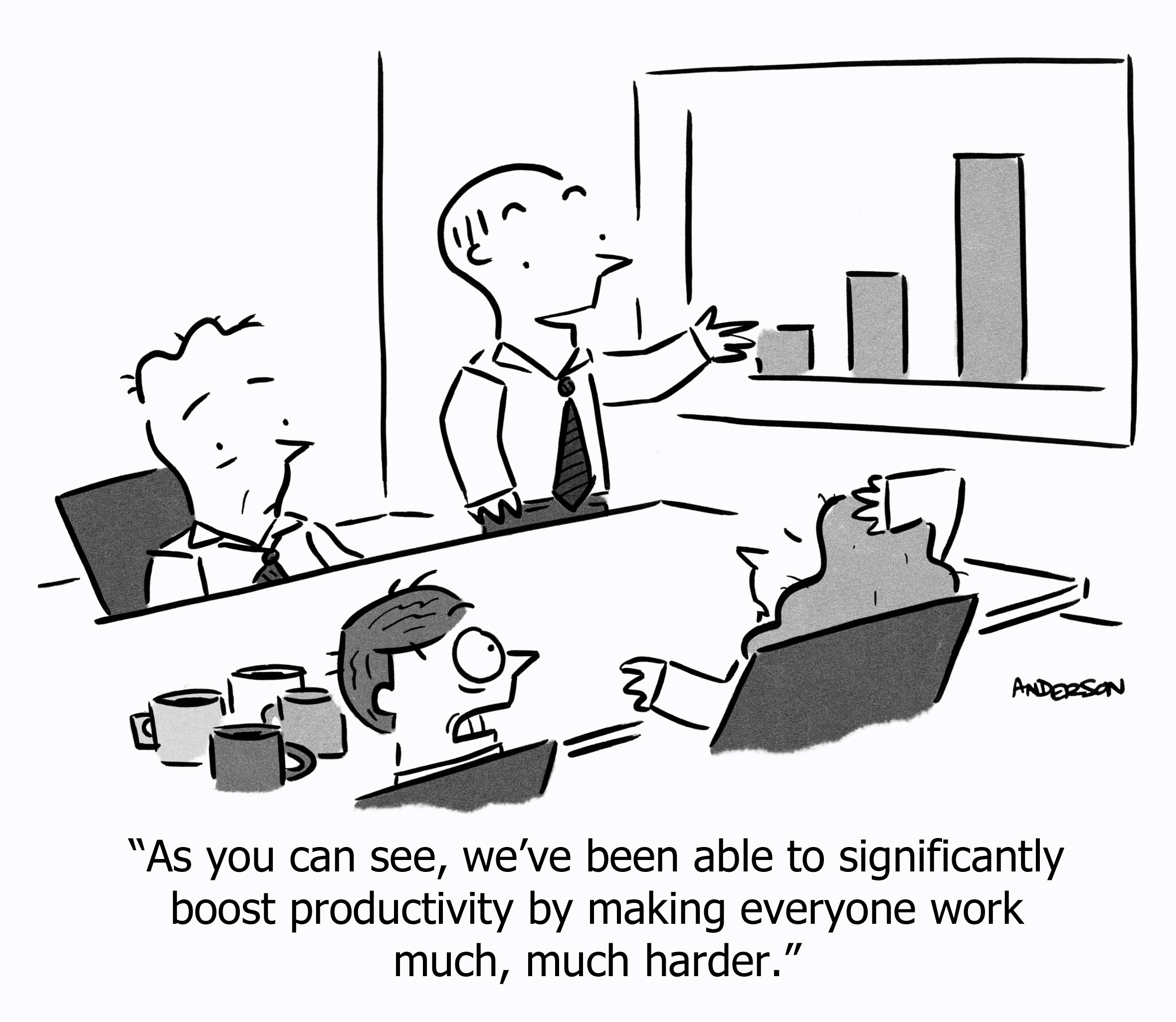 As you can see, we've been able to significantly boost productivity by making everyone work much, much harder.