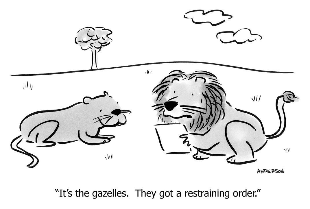 It's the gazelles. They got a restraining order.