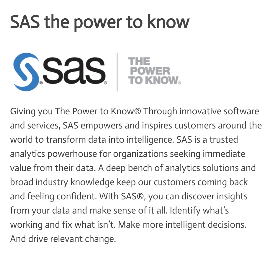 SAS is The Power To Know®, but know what exactly?