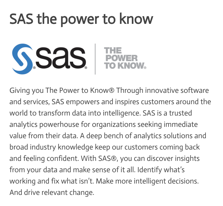 SAS is the The Power To Know®, but know what exactly?