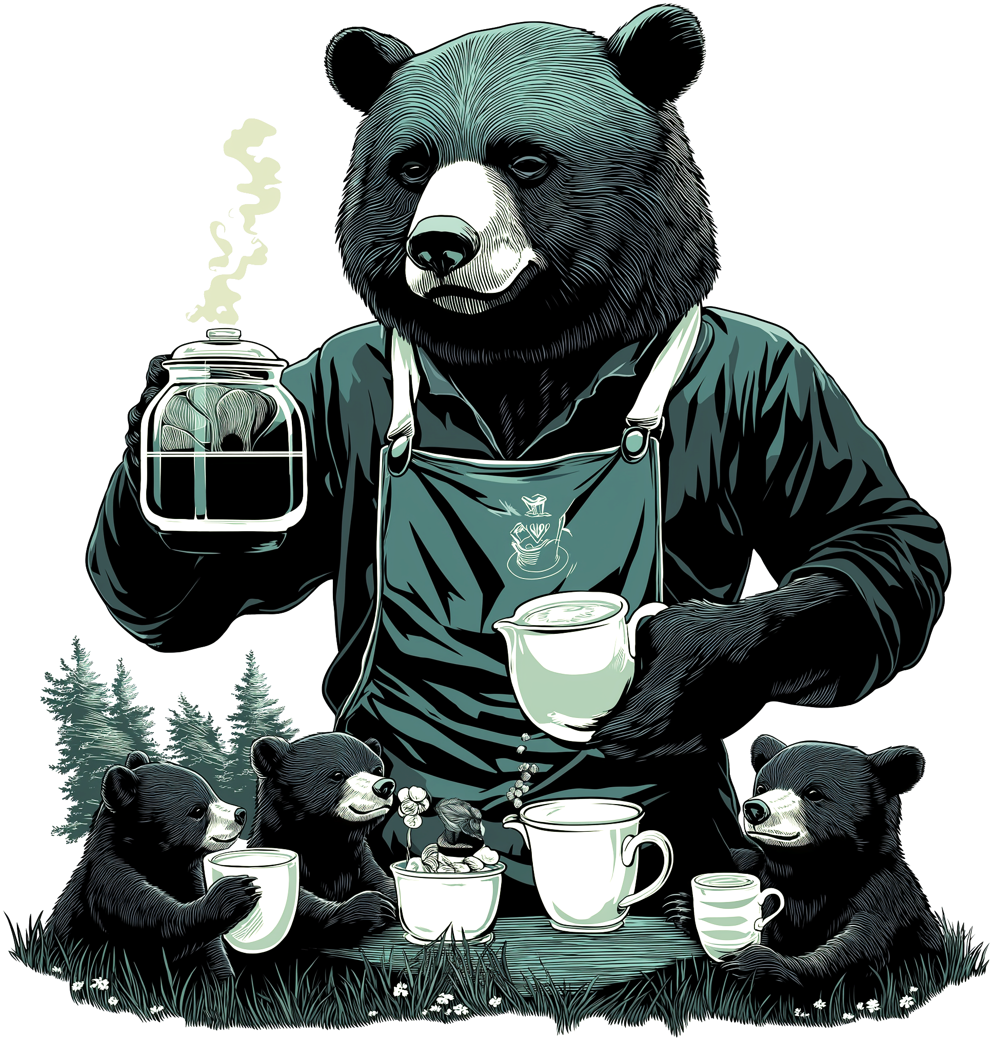 Bear serving tea