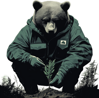 bear planting a tree