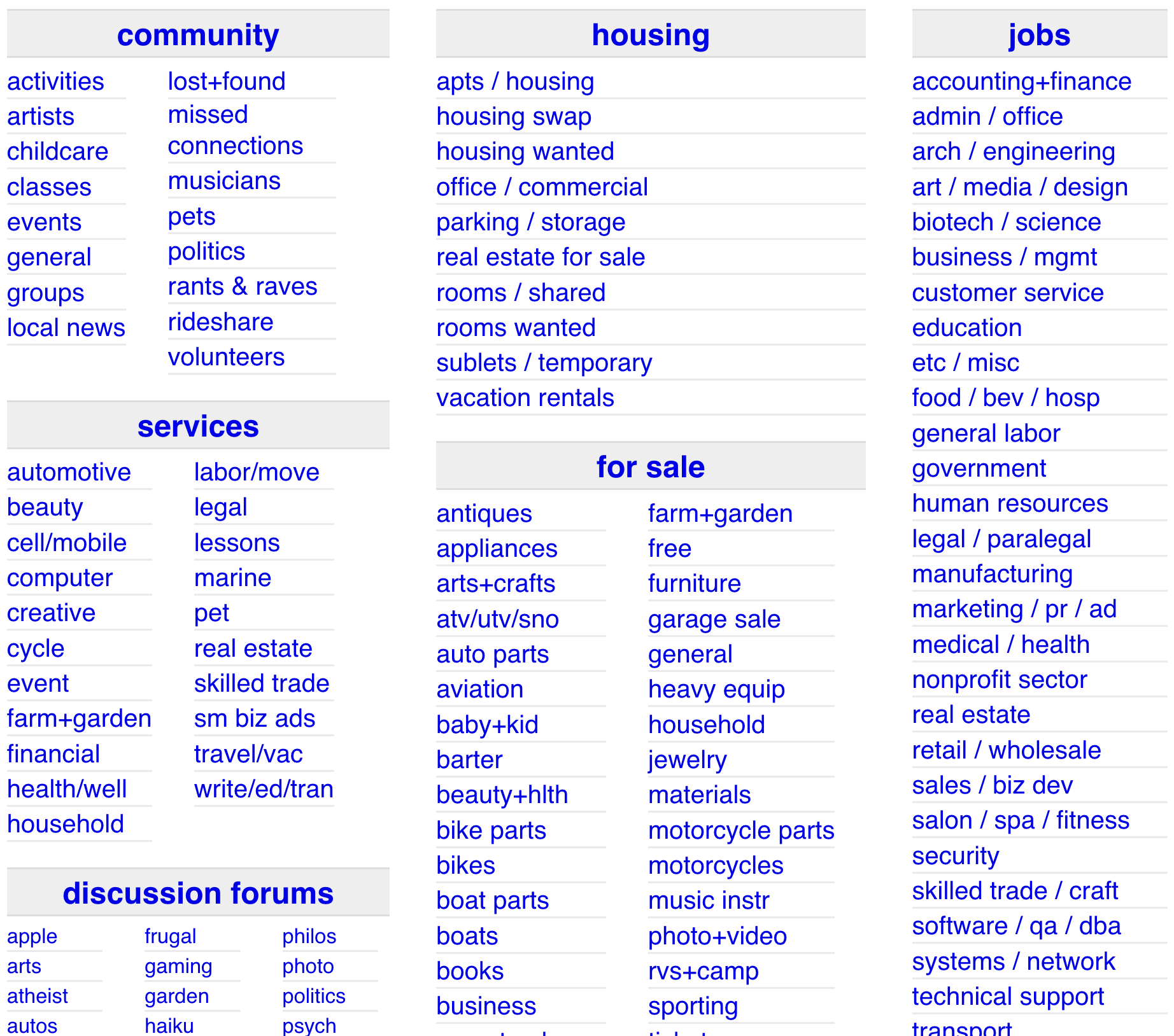 Craigslist listings for Austin, TX