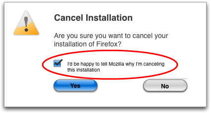 cancellation dialog box