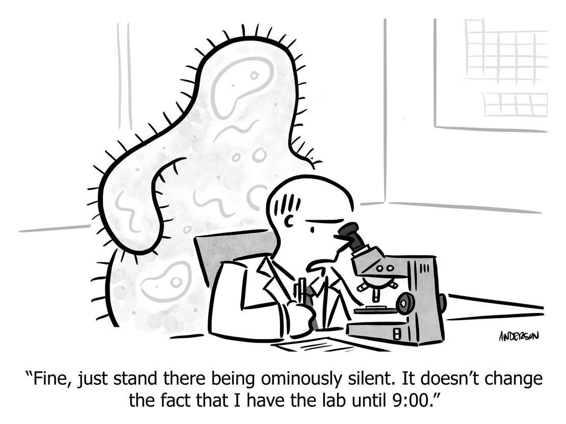 Fine, just stand there being ominously silent. It doesn't change the fact that I have the lab until 9:00.