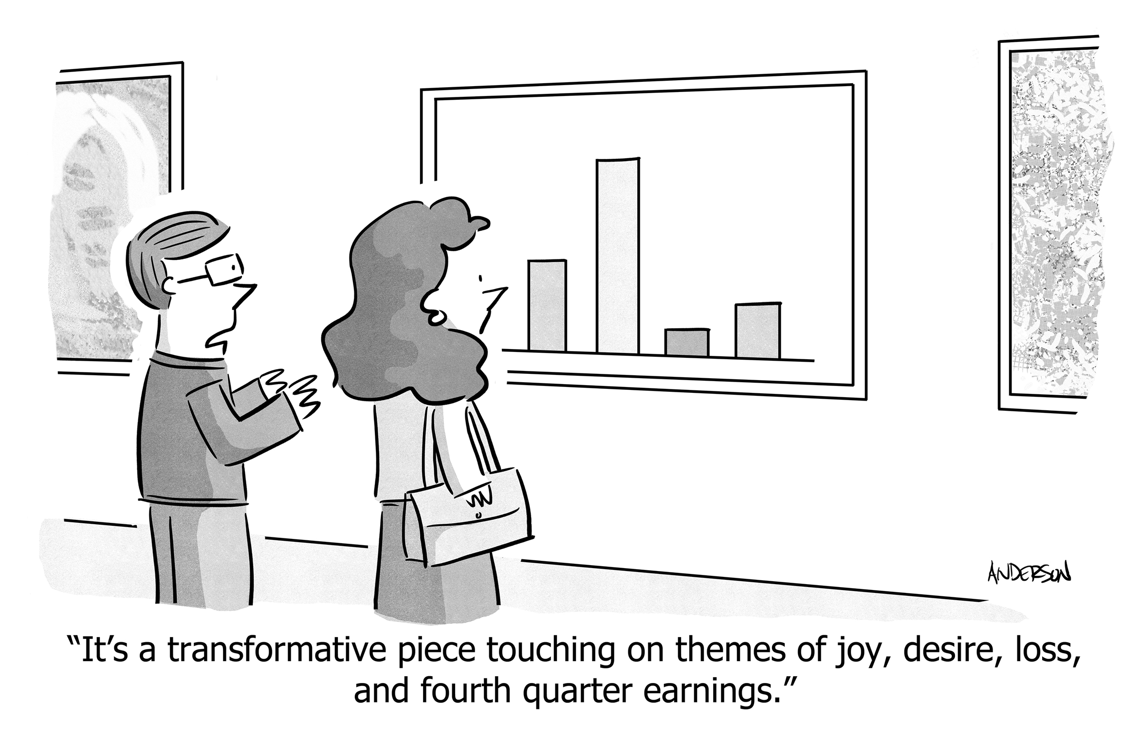 It's a transformative piece touching on themes of joy, desire, loss, and fourth quarter earnings.
