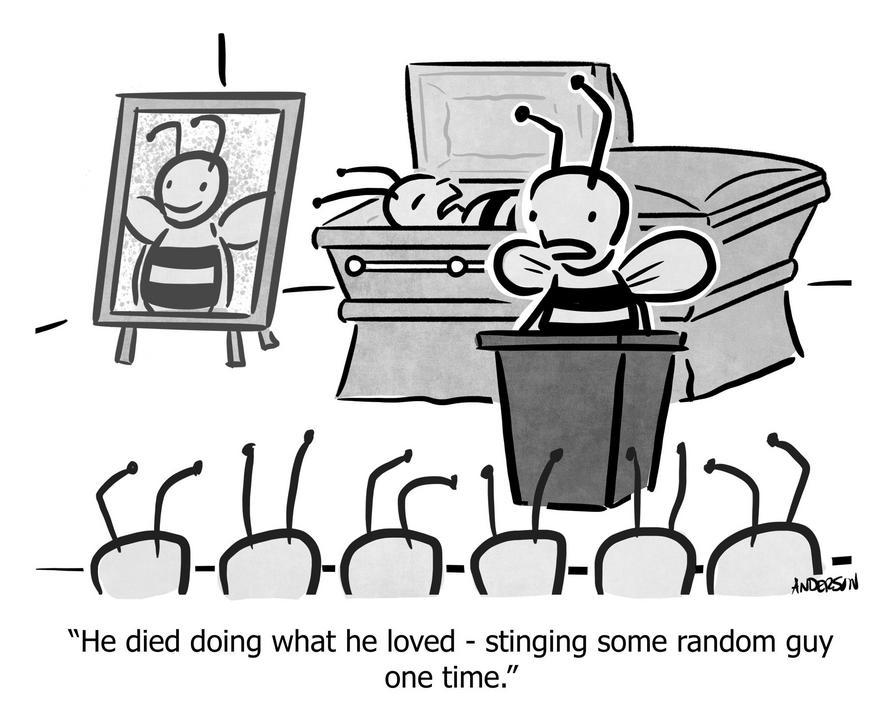 funeral stinging random guy