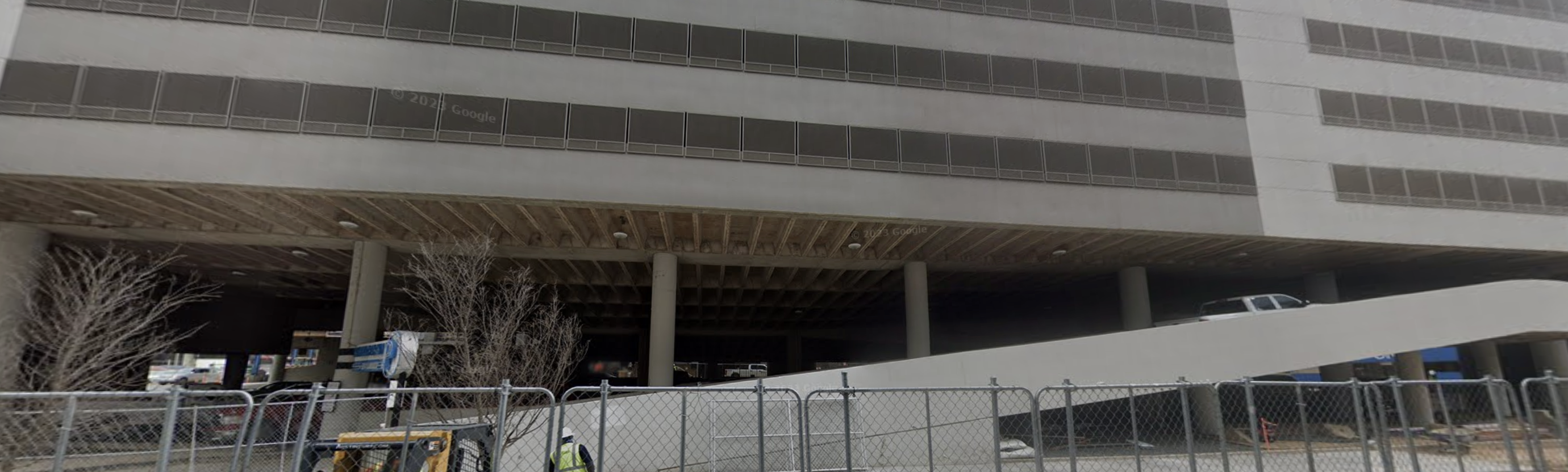 photo of the ramp to the parking garage