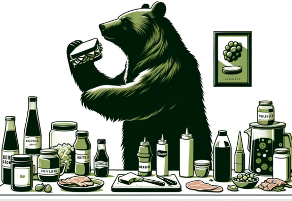 bear eating a sandwich